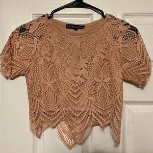 For Love & Lemons pink lace top size small